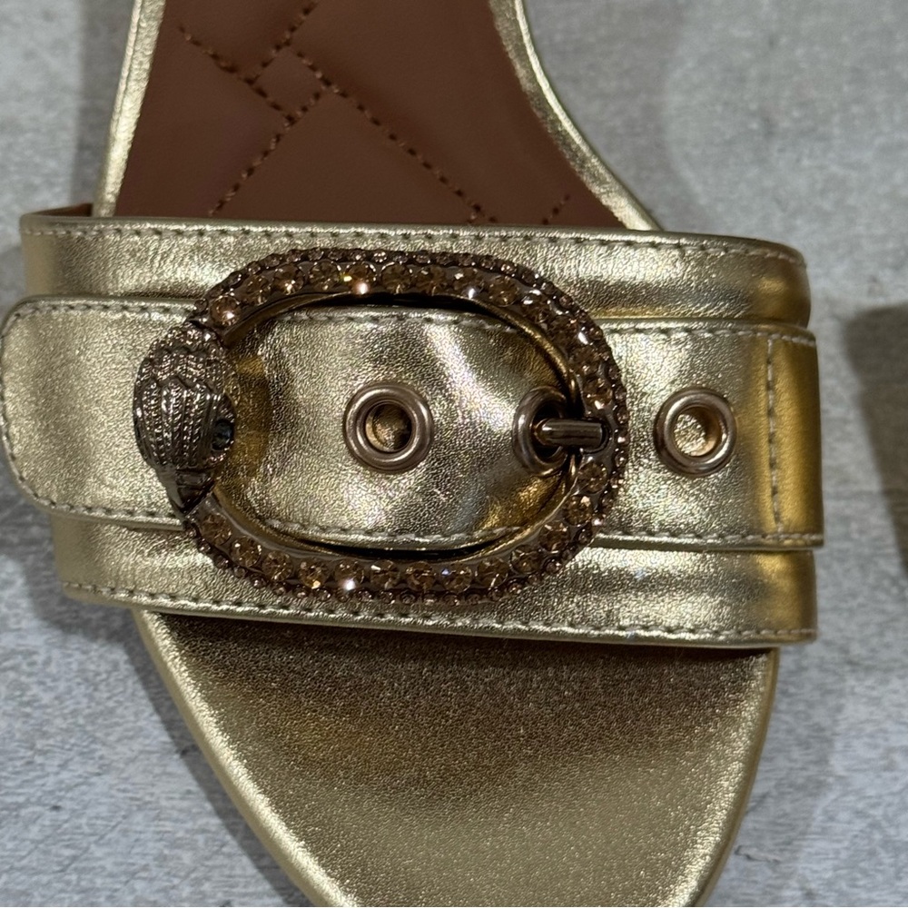Kurt Geiger London Mayfair Eagle Block Heel Sandal - Gold multi - Sz - 7 .US - Picture 7 of 12